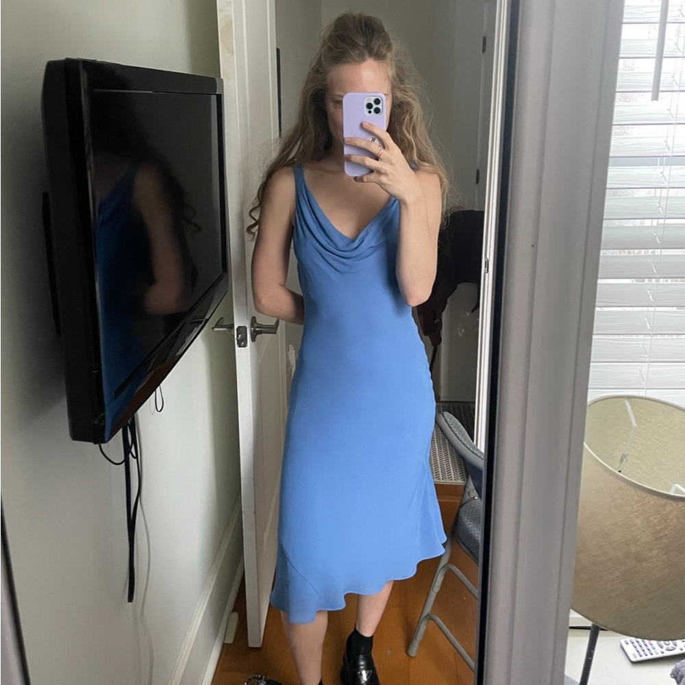 Reformation emmeline blue wedding dress